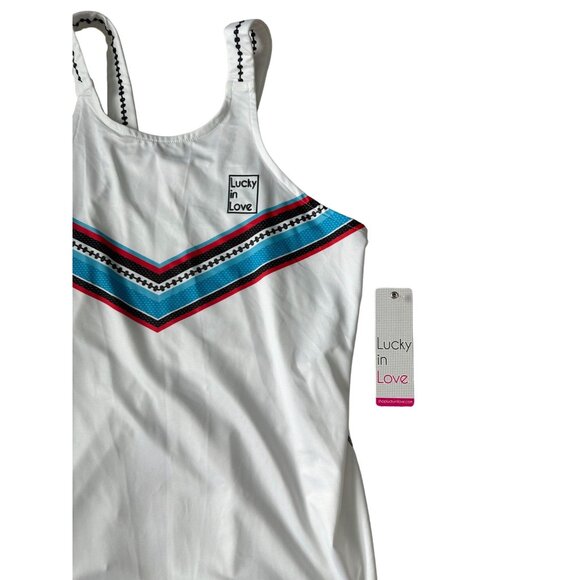 LUCKY IN LOVE Chevron Logo Tank Top Size M NEW - Picture 2 of 5